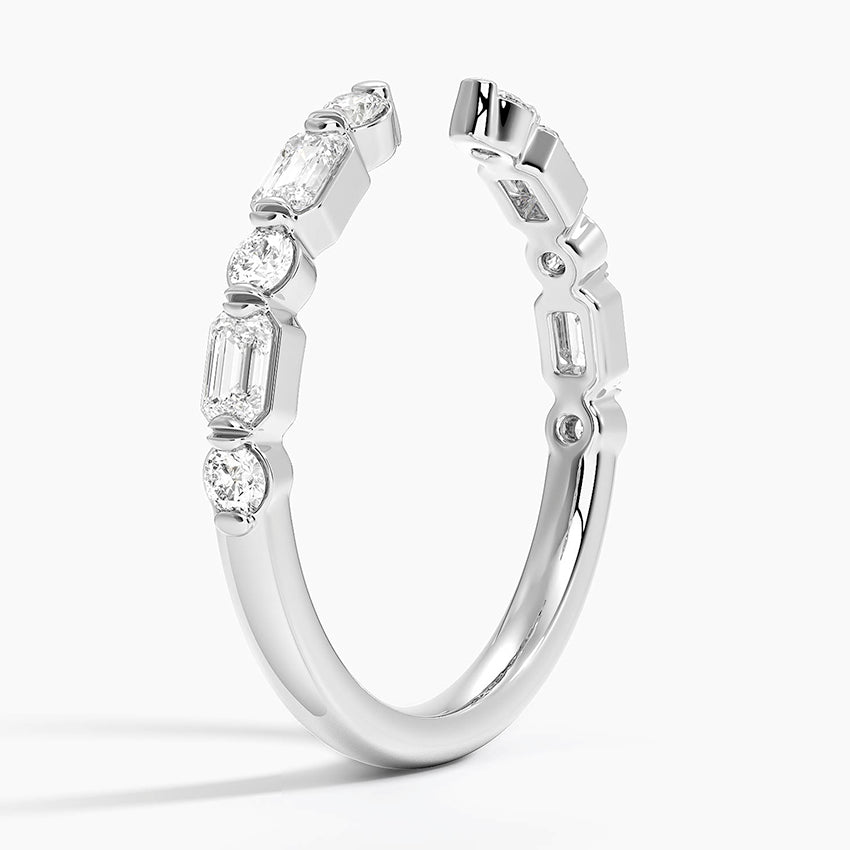 Kensington Emerald Cut and Round Diamond Open Ring (1/2 ct. tw.) Platinum Wedding Band