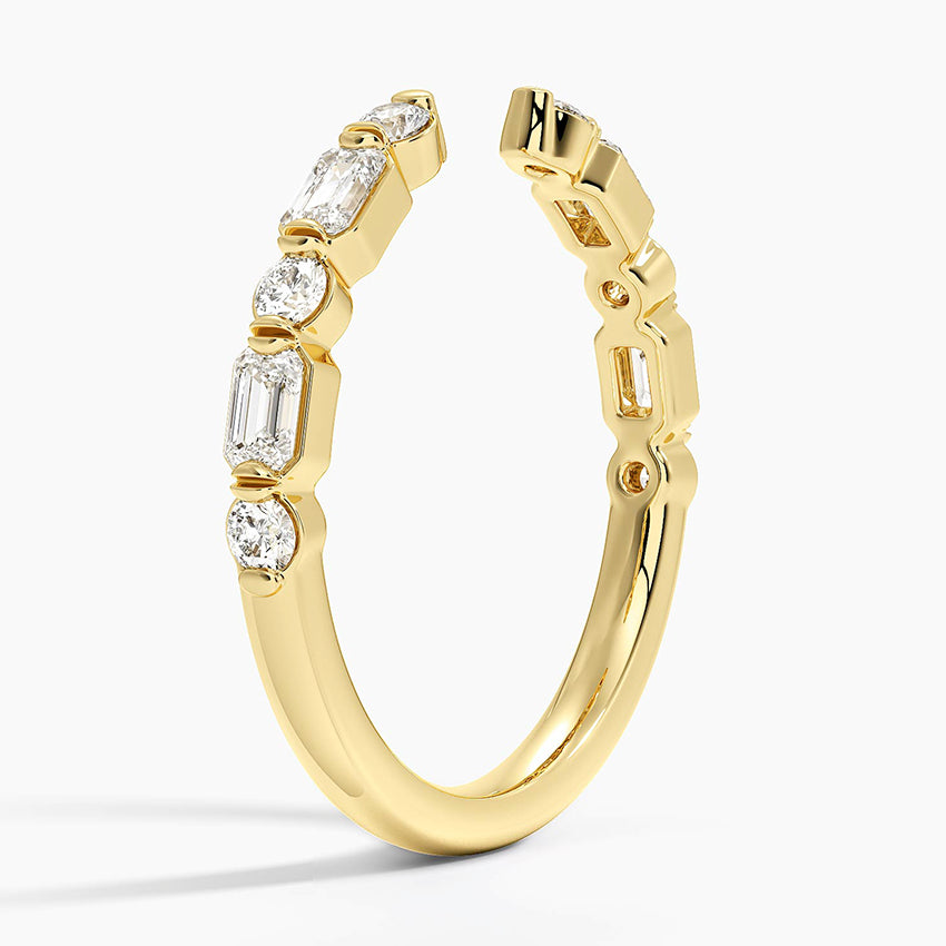Kensington Emerald Cut and Round Diamond Open Ring (1/2 ct. tw.) Yellow Gold 18k Wedding Band