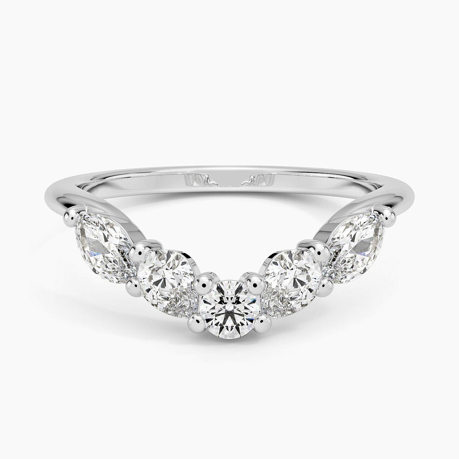Camille Contoured Diamond Ring (3/4 ct. tw.) Platinum Wedding Band