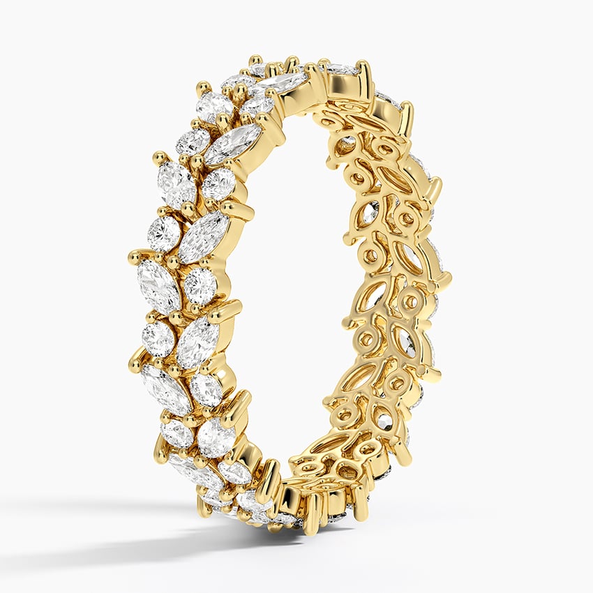 Jardiniere Eternity Lab Diamond Ring Yellow Gold 18k Eternity Band