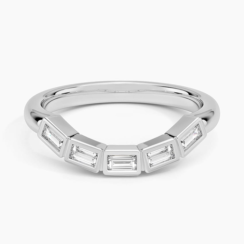 Bettina Contour Baguette Diamond Ring (1/4 ct. tw.) Platinum Wedding Band
