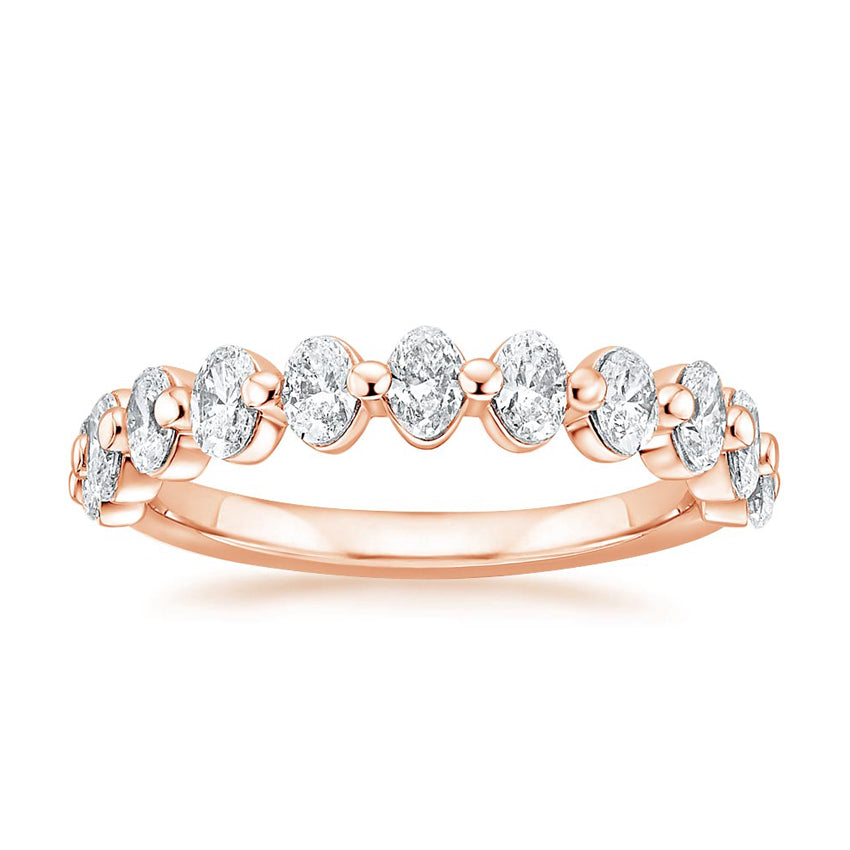 Ellipse Oval Diamond Ring Rose Gold 18k Wedding Band