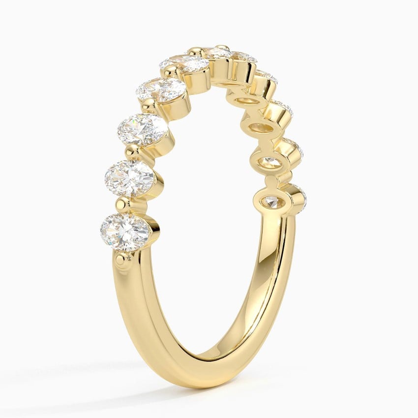 Ellipse Oval Diamond Ring Yellow Gold 18k Wedding Band