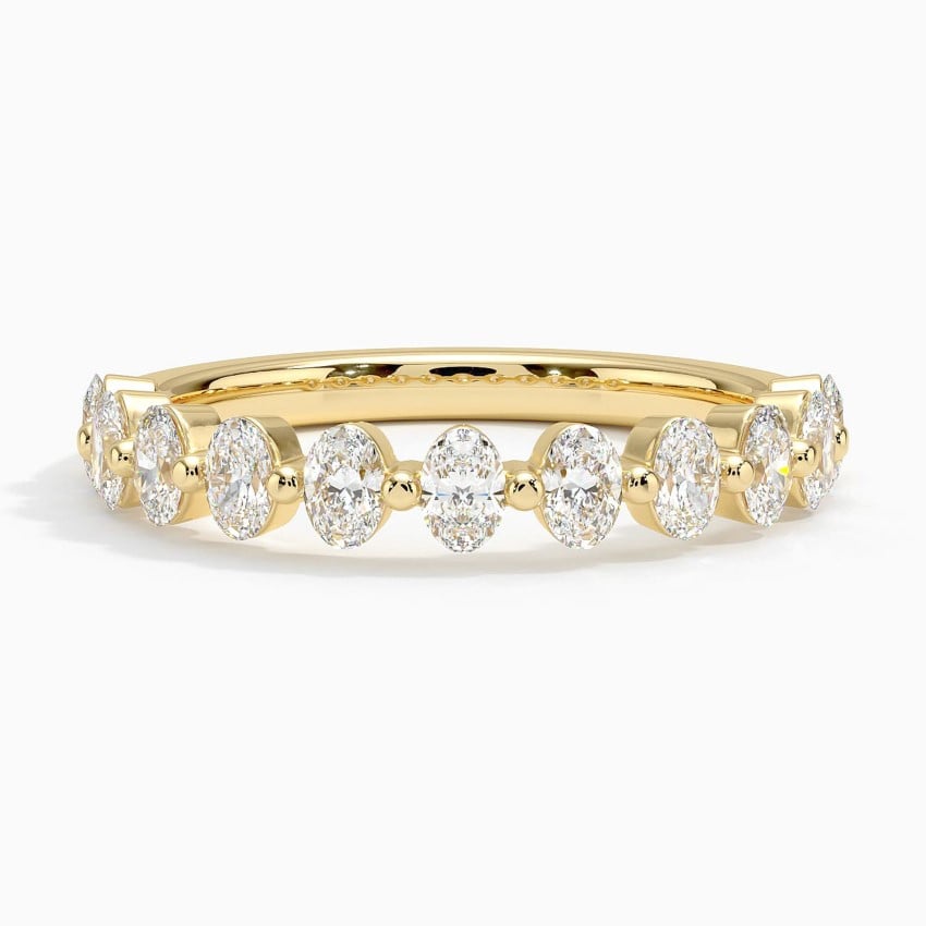 Ellipse Oval Diamond Ring Yellow Gold 18k Wedding Band