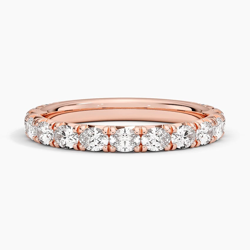 Nathalie Emerald Cut Diamond Ring Rose Gold 18k Wedding Band