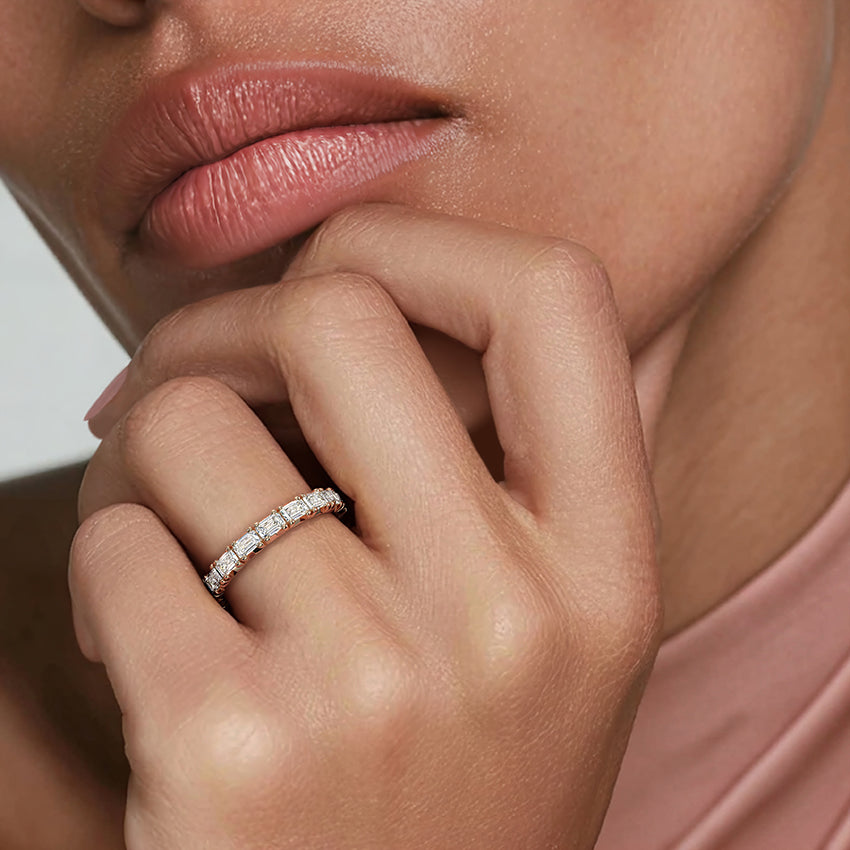 Nathalie Emerald Cut Eternity Lab Diamond Ring (2 ct. tw.) Rose Gold 18k Eternity Band