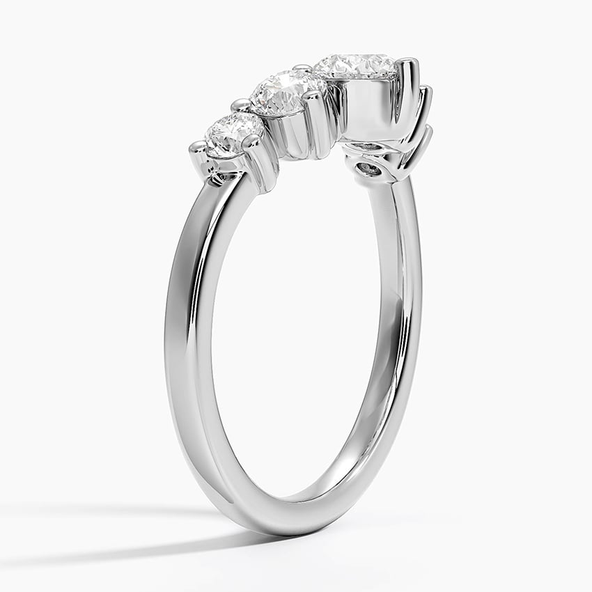 Five Stone Contour Lab Diamond Ring (1 ct. tw.) Platinum Wedding Band