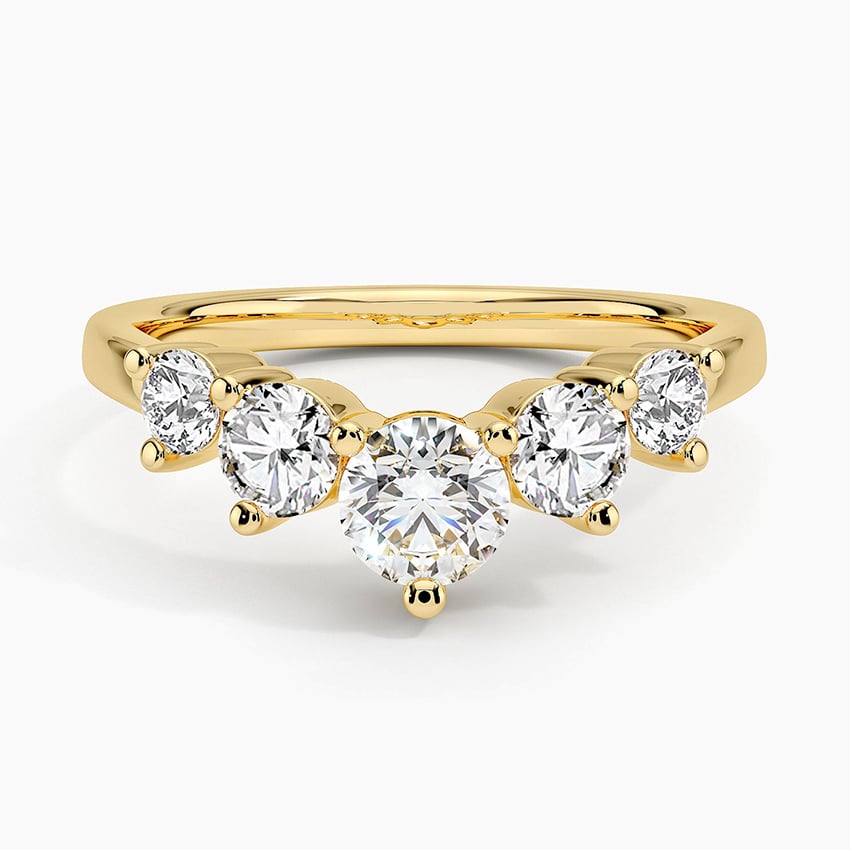 Five Stone Contour Lab Diamond Ring (1 ct. tw.) Yellow Gold 18k Wedding Band