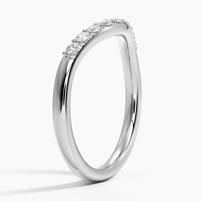 Petite Curved Diamond Ring (1/5 ct. tw.) Platinum Wedding Band