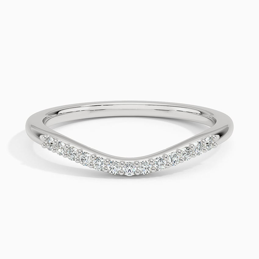 Petite Curved Diamond Ring (1/10 ct. tw.) Platinum Wedding Band