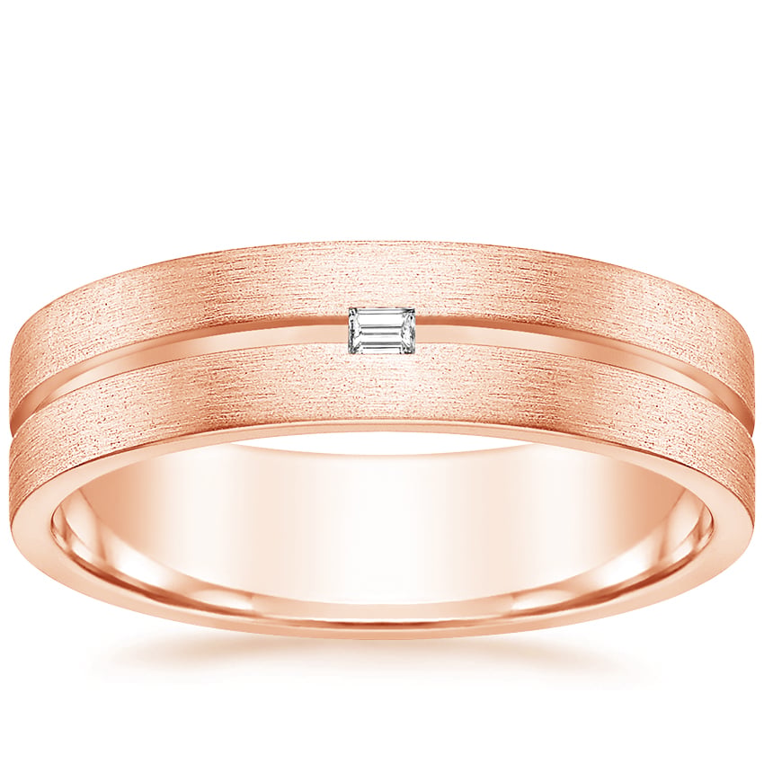 Ezra Diamond 5.5mm Wedding Ring Rose Gold 18k Wedding Band