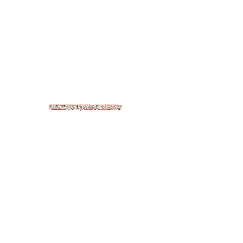 Camellia Milgrain 1.5mm Diamond Ring Rose Gold 18k Wedding Band