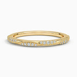 Camellia Milgrain 1.5mm Diamond Ring Yellow Gold 18k Wedding Band