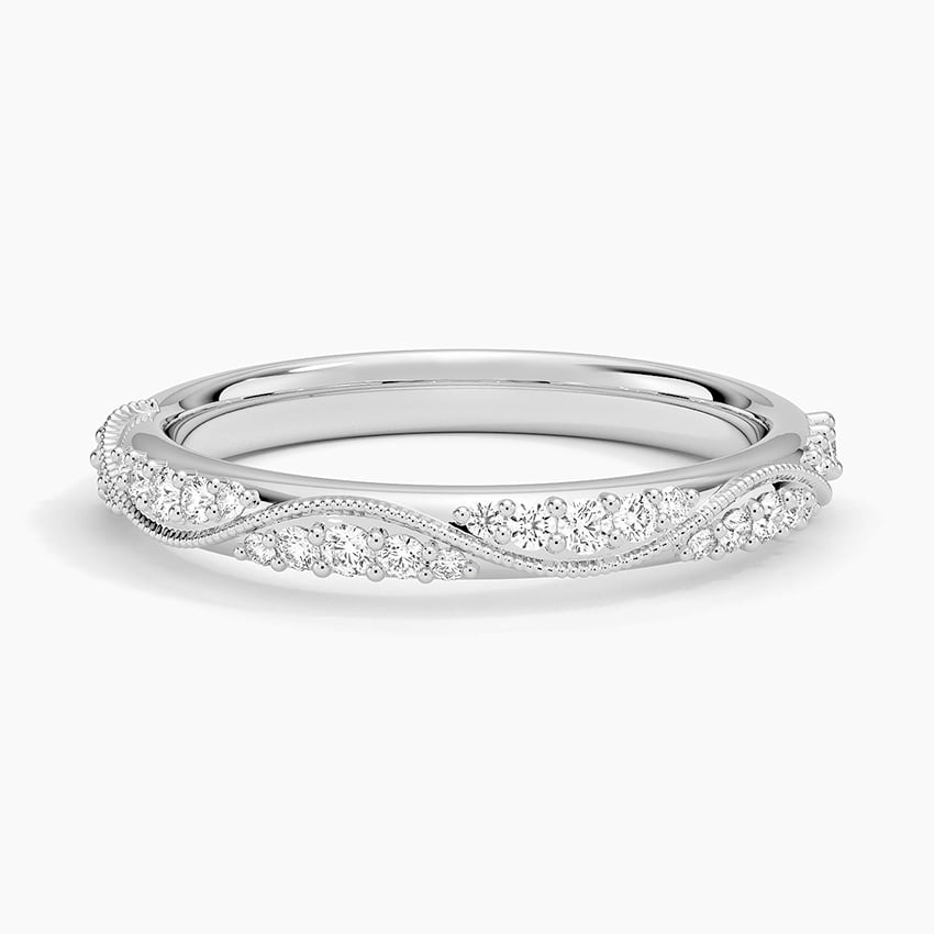 Camellia Milgrain 2.5mm Diamond Ring (1/4 ct. tw.) Platinum Wedding Band