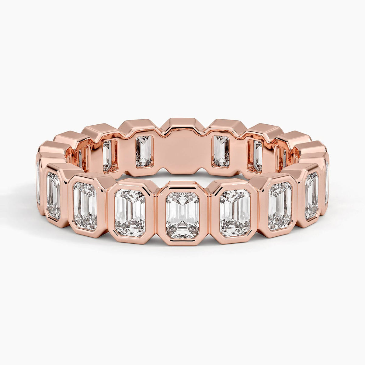 Bezel Emerald Cut Eternity Lab Diamond Ring (2 1/2 ct. tw.) Rose Gold 18k Eternity Band