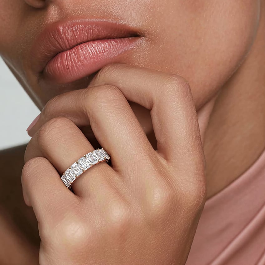 Emerald Eternity Lab Diamond Ring (7 ct. tw.) Rose Gold 18k Eternity Band