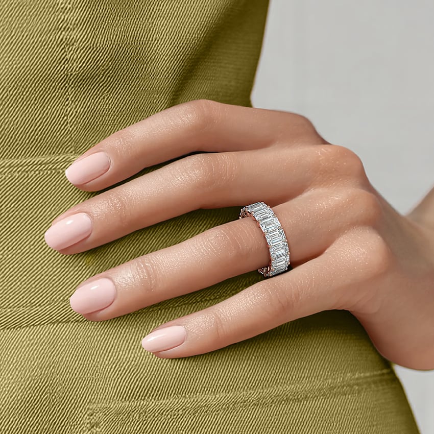 Emerald Eternity Lab Diamond Ring (8 ct. tw.) Rose Gold 18k Eternity Band