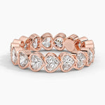 Heart Shaped Lab Diamond Bezel Ring Rose Gold 18k Wedding Band