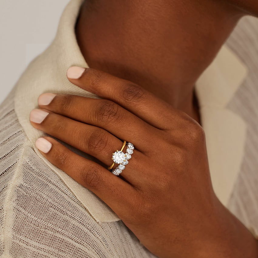 Heart Shaped Lab Diamond Bezel Ring Platinum Wedding Band