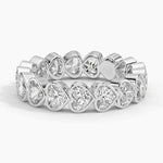 Heart Shaped Lab Diamond Bezel Ring Platinum Wedding Band