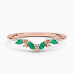 Yvette Lab Emerald and Diamond Ring Rose Gold 18k Wedding Band