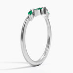 Yvette Lab Emerald and Diamond Ring Platinum Wedding Band