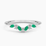 Yvette Lab Emerald and Diamond Ring Platinum Wedding Band