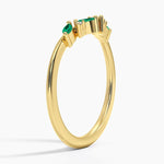 Yvette Lab Emerald and Diamond Ring Yellow Gold 18k Wedding Band