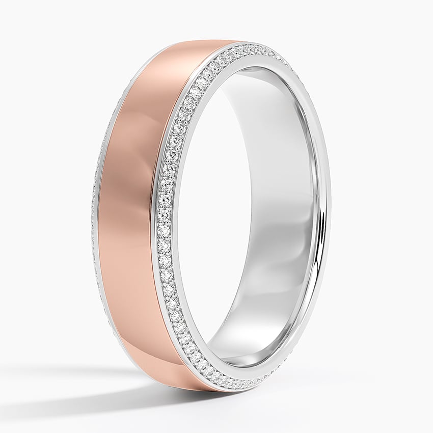 Avalon Mixed Metal Eternity Diamond 6mm Wedding Ring Rose Gold 18k Eternity Band