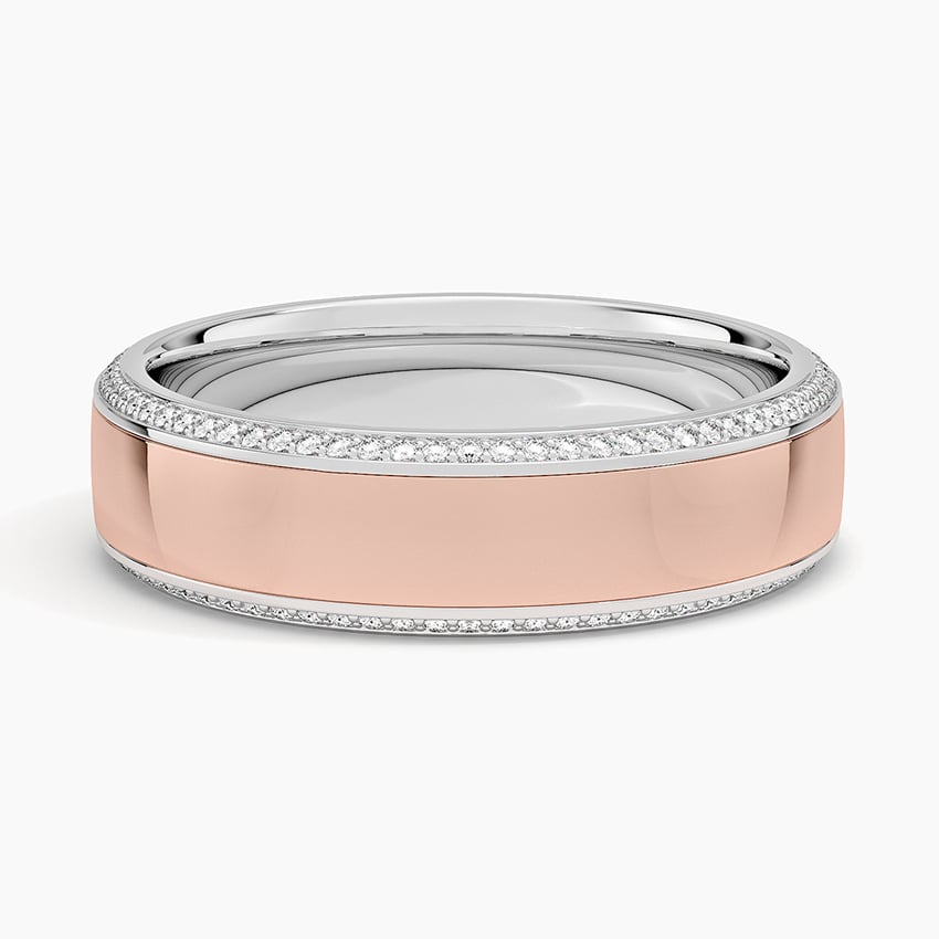 Avalon Mixed Metal Eternity Diamond 6mm Wedding Ring Rose Gold 18k Eternity Band