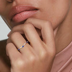 Luxe Willow Curved Sapphire and Diamond Ring Rose Gold 18k Wedding Band