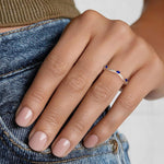 Luxe Willow Curved Sapphire and Diamond Ring Rose Gold 18k Wedding Band