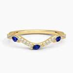 Luxe Willow Curved Sapphire and Diamond Ring Yellow Gold 18k Wedding Band