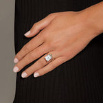 Lunette Lab Emerald and Diamond Contoured Ring Rose Gold 18k Wedding Band