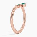 Lunette Lab Emerald and Diamond Contoured Ring Rose Gold 18k Wedding Band