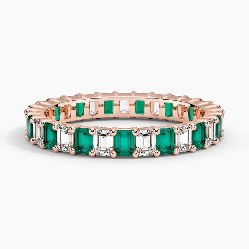 Eternity Lab Emerald and Diamond Ring Rose Gold 18k Eternity Band