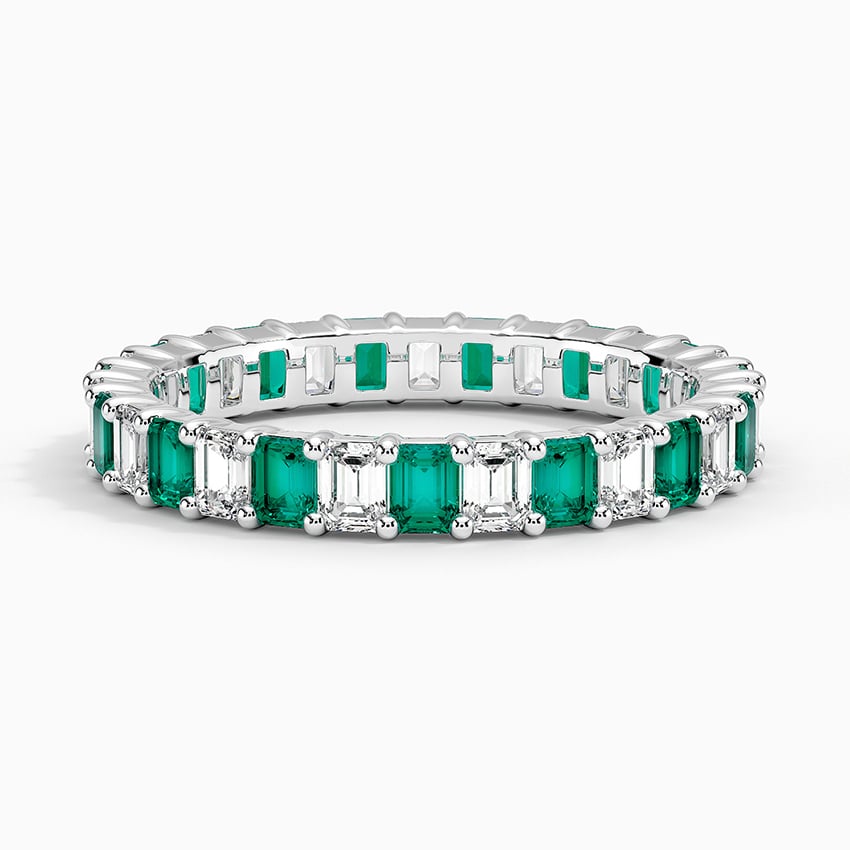 Eternity Lab Emerald and Diamond Ring Platinum Eternity Band