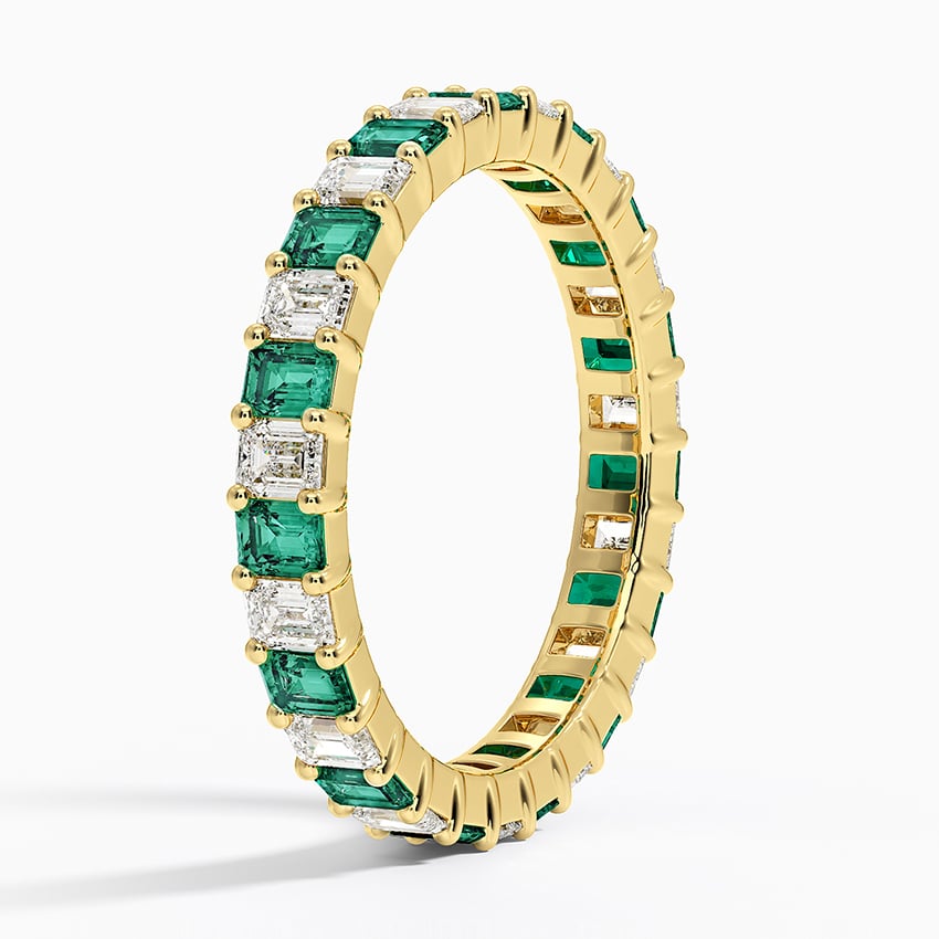 Eternity Lab Emerald and Diamond Ring Yellow Gold 18k Eternity Band