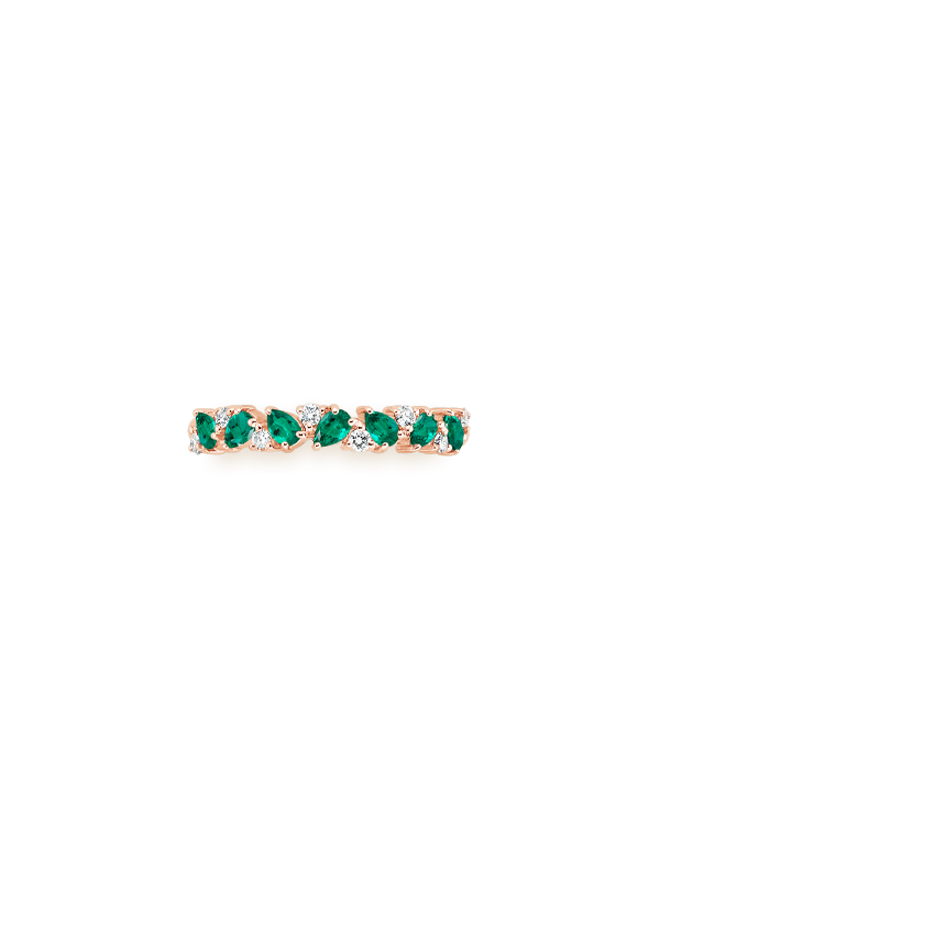 Olivetta Lab Emerald and Diamond Ring Rose Gold 18k Wedding Band