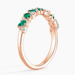 Olivetta Lab Emerald and Diamond Ring Rose Gold 18k Wedding Band
