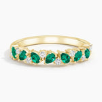 Olivetta Lab Emerald and Diamond Ring Yellow Gold 18k Wedding Band