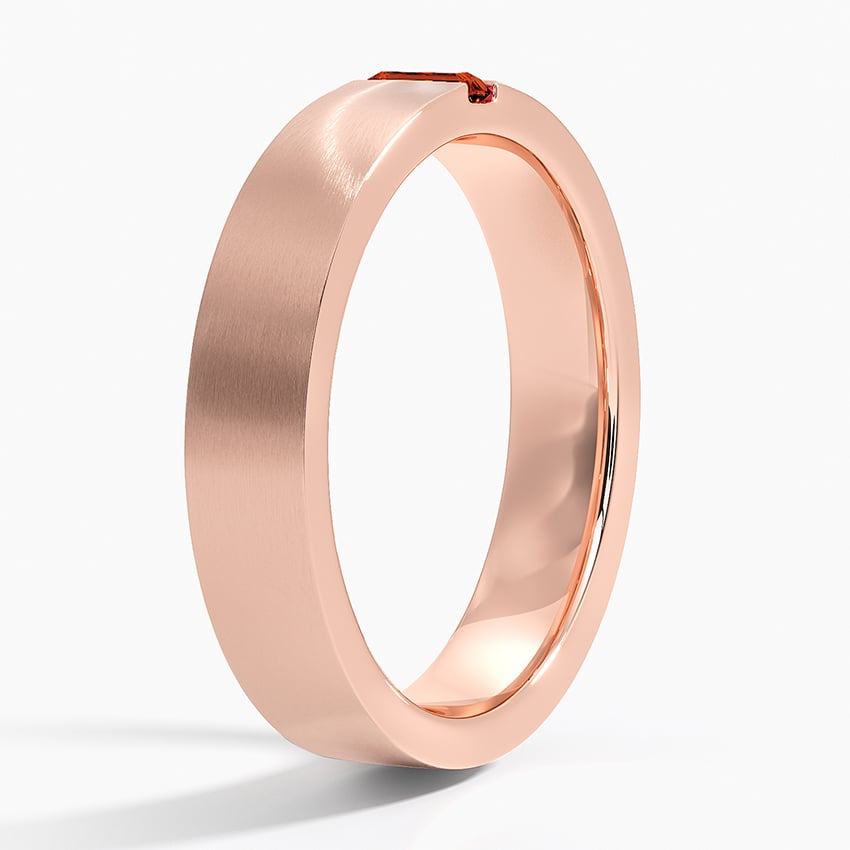 Apollo Garnet 4.5mm Wedding Ring Rose Gold 18k Wedding Band