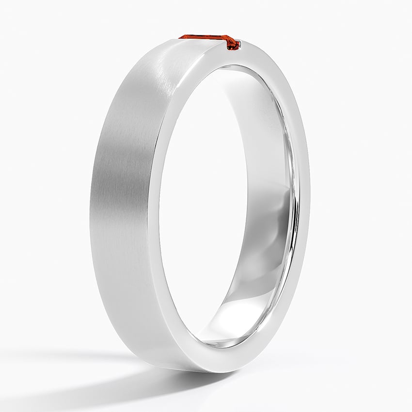 Apollo Garnet 4.5mm Wedding Ring Platinum Wedding Band