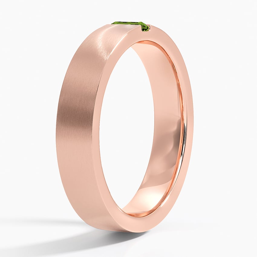Apollo Green Tourmaline 4.5mm Wedding Ring Rose Gold 18k Wedding Band