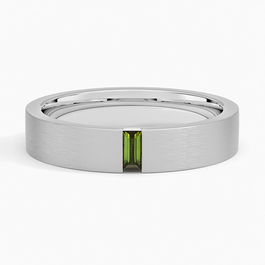 Apollo Green Tourmaline 4.5mm Wedding Ring Platinum Wedding Band