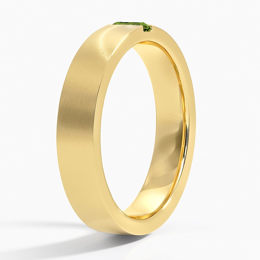 Apollo Green Tourmaline 4.5mm Wedding Ring Yellow Gold 18k Wedding Band