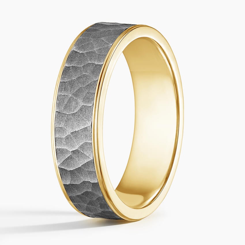 Brooks 6.5mm Black Wedding Ring Yellow Gold 18k Wedding Band