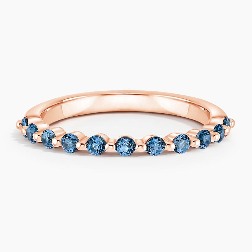 Marseille London Blue Topaz Ring Rose Gold 18k Wedding Band