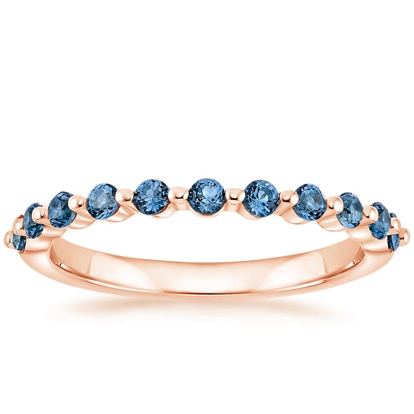 Marseille London Blue Topaz Ring Rose Gold 18k Wedding Band