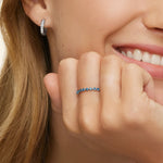 Marseille London Blue Topaz Ring Platinum Wedding Band